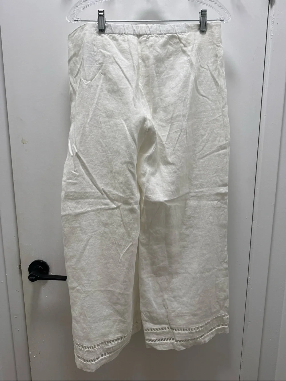 Banana Republic Women’s 100% linen Mid Rise Kick Flare White Pants US 12